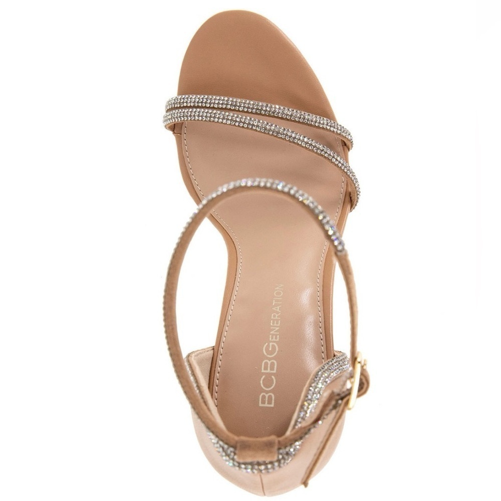 BCBGeneration Tan and Silver Strappy Heels - Picture 2 of 9